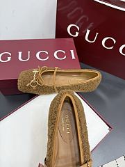 Bagsaaa Women's Gucci Horsebit ballet flat brown wool 839411 - 2