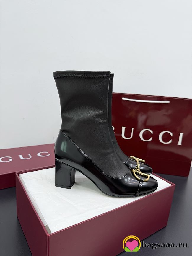 Bagsaaa Gucci Women's ankle boot with half Horsebit 849549 black - 1