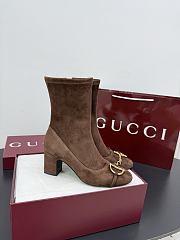 Bagsaaa Gucci Women's ankle boot with half Horsebit 849549 brown suede - 1