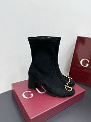 Bagsaaa Gucci Women's ankle boot with half Horsebit 849549 black suede - 1