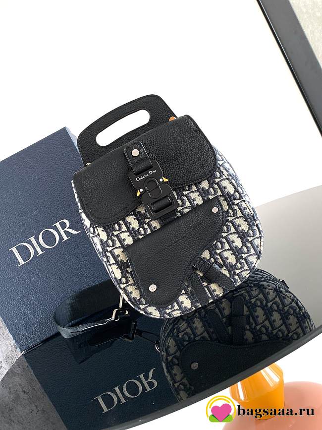 Bagsaaa Dior Gallop Sling Bag Beige and Black Dior Oblique Jacquard with Black Grained Calfskin - 27.5cm - 1