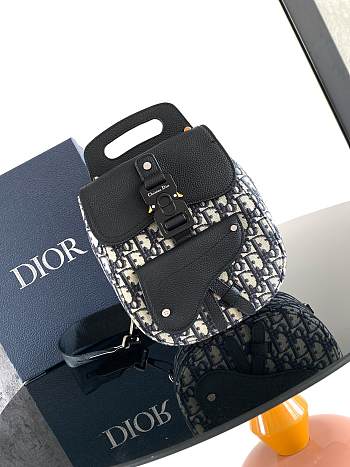 Bagsaaa Dior Gallop Sling Bag Beige and Black Dior Oblique Jacquard with Black Grained Calfskin - 27.5cm
