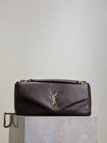 Bagsaaa YSL Calypso Medium In Grained Lambskin 800916 Dark Brown - 30cm