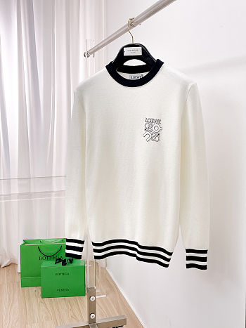 Bagsaaa Loewe Anagram sweater in a wool blend with contrast striped white