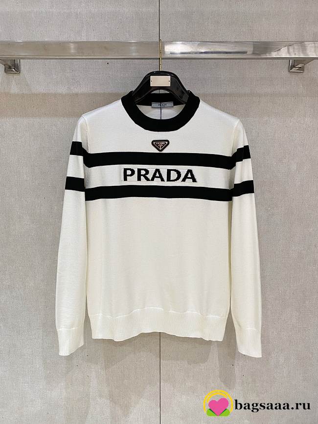 Bagsaaa Prada sweatshirt white long sleeves - 1