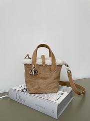 Bagsaaa DiorAlps Dior Toujours Vertical Nano Tote Bag Beige Suede - 15cm - 1