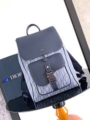 Bagsaaa Dior Saddle Backpack with Flap Blue Dior Oblique Jacquard and Blue Grained Calfskin - 41cm - 1