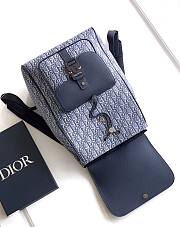 Bagsaaa Dior Saddle Backpack with Flap Blue Dior Oblique Jacquard and Blue Grained Calfskin - 41cm - 2
