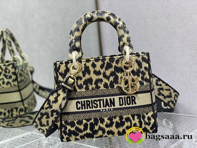 Bagsaaa Christian Dior Mizza Mini Lady D-Lite Bag beige & black - 24cm - 1