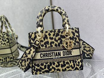 Bagsaaa Christian Dior Mizza Mini Lady D-Lite Bag beige & black - 24cm