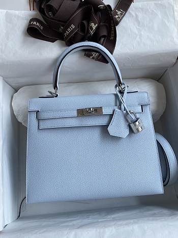 Bagsaaa Hermes Kelly Light Blue Silver Hardware Epsom - 25cm