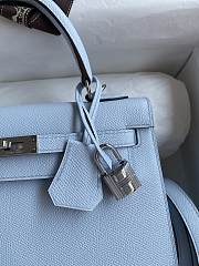 Bagsaaa Hermes Kelly Light Blue Silver Hardware Epsom - 25cm - 3
