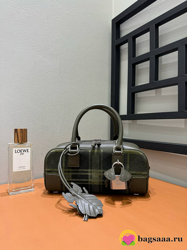 Bagsaaa Amazona 23 Cropped Bag in Tartan Suede and Napa Calfskin green - 23cm - 1