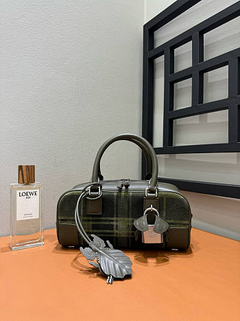 Bagsaaa Amazona 23 Cropped Bag in Tartan Suede and Napa Calfskin green - 23cm