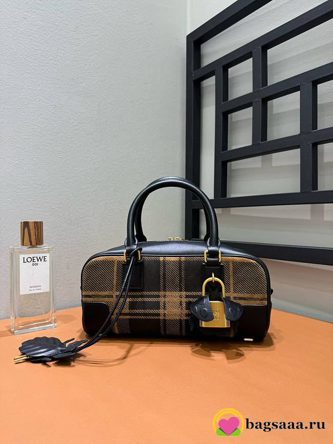 Bagsaaa Amazona 23 Cropped Bag in Tartan Suede and Napa Calfskin tan - 23cm - 1