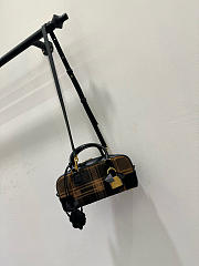 Bagsaaa Amazona 23 Cropped Bag in Tartan Suede and Napa Calfskin tan - 23cm - 4