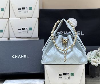 Bagsaaa CHANEL 25 Small Handbag AS5293 light blue - 30cm