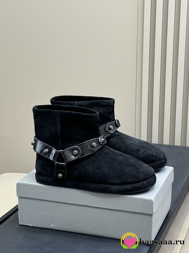 Bagsaaa Balenciaga Alaska studded-strap soft boots in black calf suede - 1