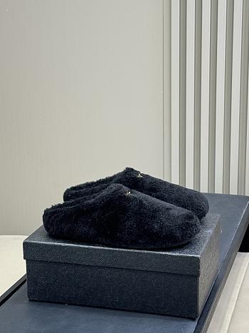Bagsaaa Prada Suede and Shearling Slippers black