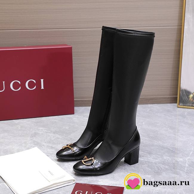 Bagsaaa Gucci Women's boot with half Horsebit 851420 black - 1