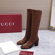 Bagsaaa Gucci Women's boot with half Horsebit 851420 dark brown suede - 1
