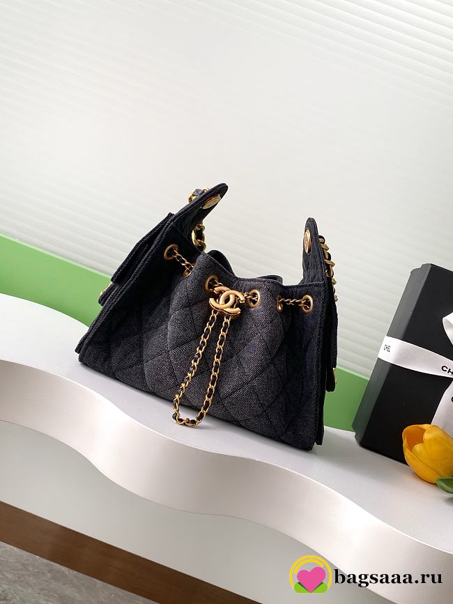 Bagsaaa CHANEL 25 Mini Handbag AS5631 Black Denim - 22cm - 1