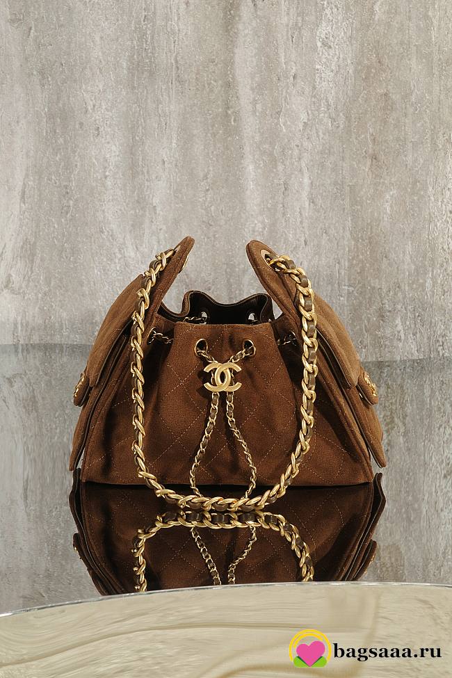 Bagsaaa CHANEL 25 Mini Handbag AS5631 Brown Suede - 22cm - 1