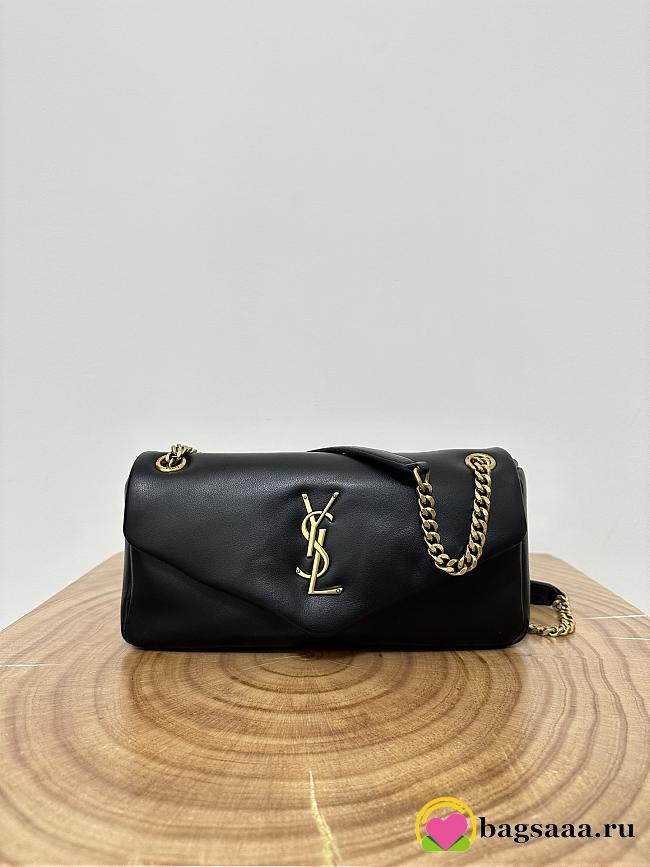 Bagsaaa YSL Calypso Small In Plunged Lambskin 734153 Black - 26×14×7cm - 1