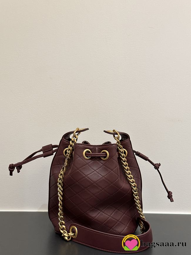 Bagsaaa YSL Cassandre small bucket bag burgundy - 25cm - 1