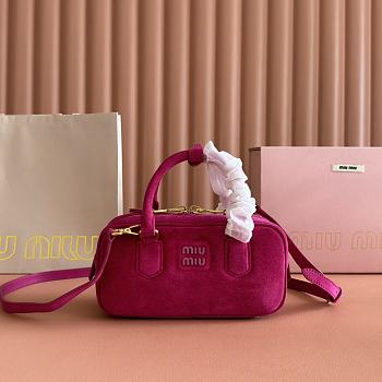 Bagsaaa Miumiu Arcadie padded suede top-handle bag 5BB142 fuchsia - 22cm