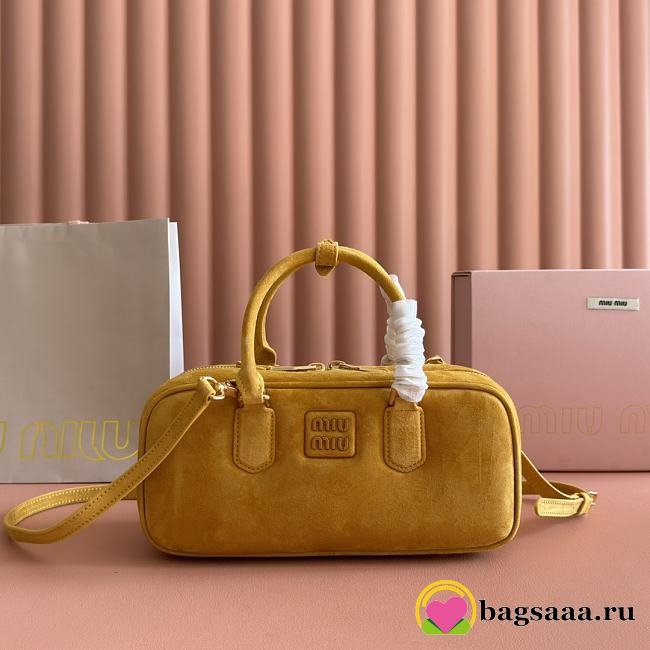Bagsaaa Miumiu Arcadie padded suede top-handle bag 5BB142 yellow - 22cm - 1