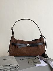 Bagsaaa Balenciaga Bel Air small shoulder bag dark brown suede - 30cm - 1