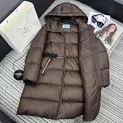 Bagsaaa Prada long down puffer coat in cocoa brown - 1