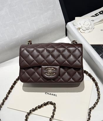 Bagsaaa Chanel Mini Classic Flap handbag in dark brown - 20cm