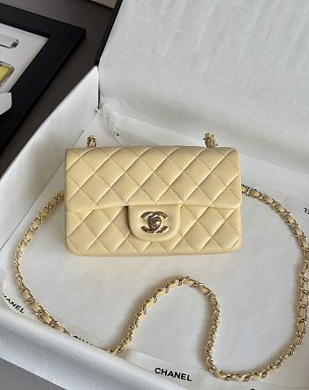 Chanel Mini Classic Flap handbag in light yellow - 20cm