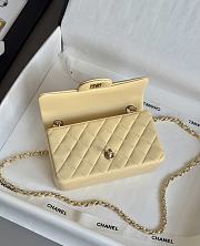 Chanel Mini Classic Flap handbag in light yellow - 20cm - 4