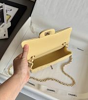 Chanel Mini Classic Flap handbag in light yellow - 20cm - 3