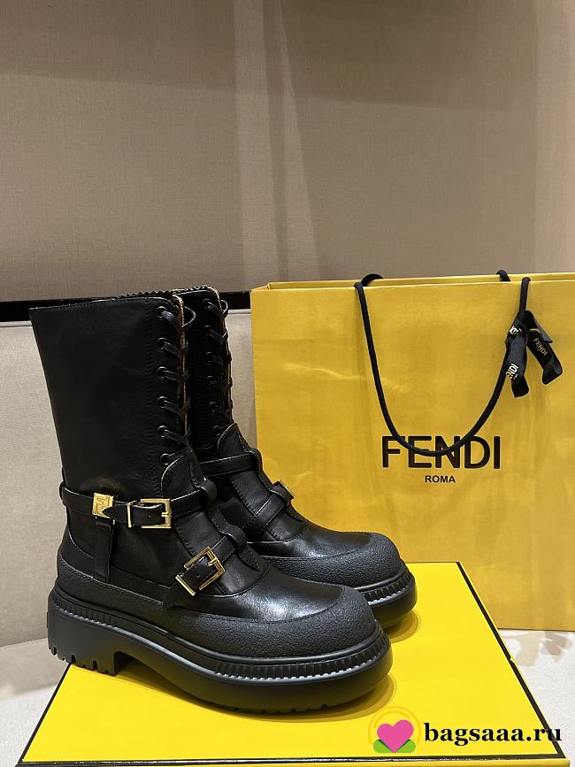 Bagsaaa Fendi Delfina leather biker boots in black - 1
