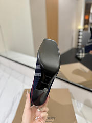 Bagsaaa Burberry check-pattern knit sock ankle boots navy blue - 4