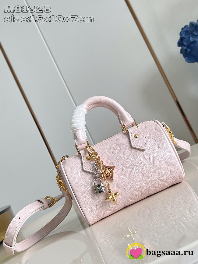 Bagsaaa Louis Vuitton Nano Speedy bag in pink Monogram Empreinte M27107 - 16cm - 1