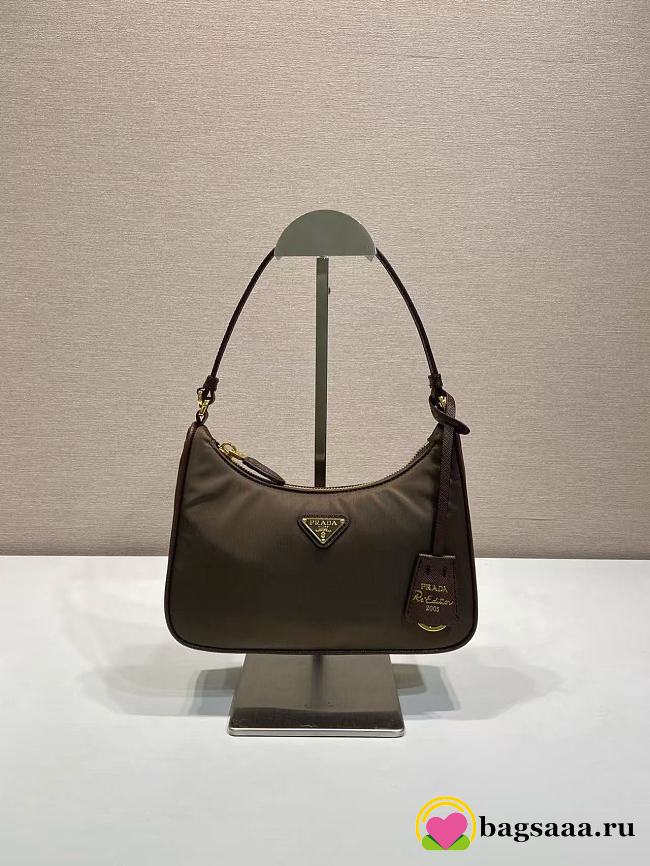 Bagsaaa Prada Re-Edition 2005 Re-Nylon and Saffiano mini bag 1N204X brown - 22cm - 1