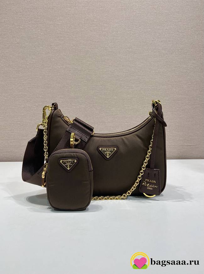 Bagsaaa Prada Re-Edition 2005 Re-Nylon bag 1BH204 brown - 22cm - 1