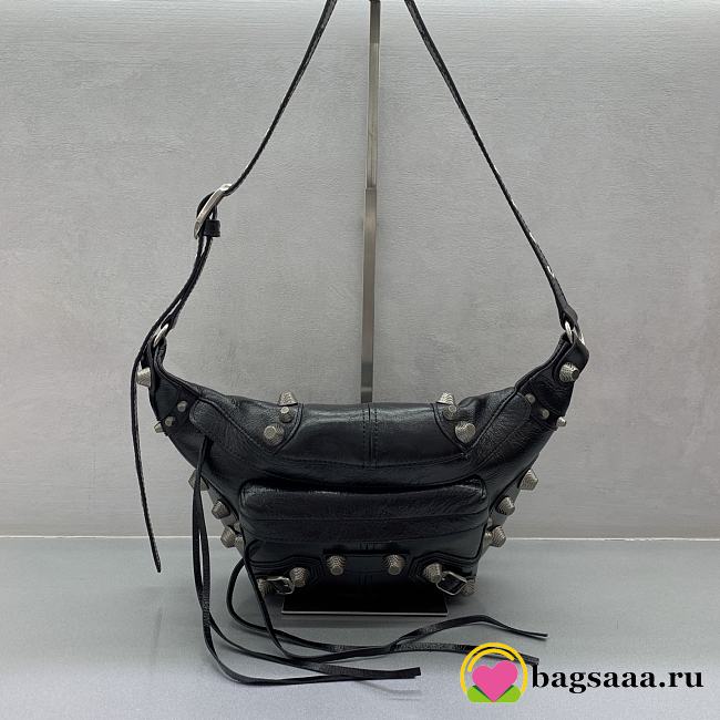 Bagsaaa Balenciaga Le Cagole leather belt bag in black & silver - 42cm - 1