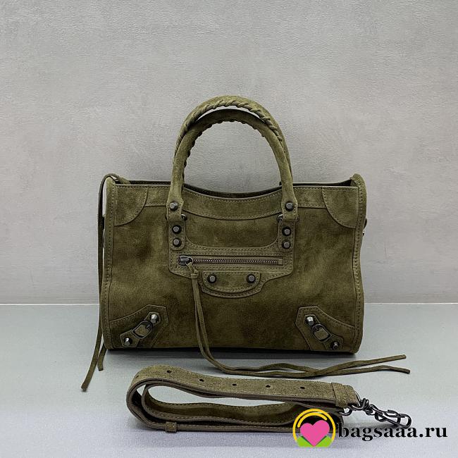 Bagsaaa Balenciaga Le City bag green suede - 30cm - 1