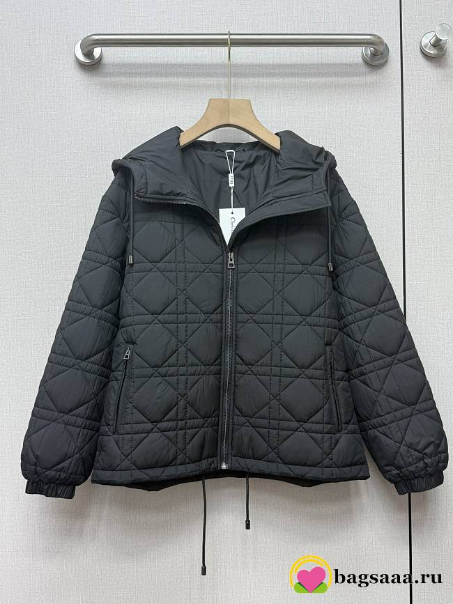 Bagsaaa Dior black DiorAlps Macrocannage Hooded Cropped Puffer Jacket - 1