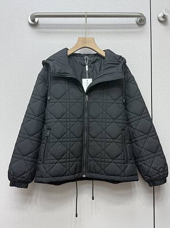 Bagsaaa Dior black DiorAlps Macrocannage Hooded Cropped Puffer Jacket