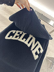 Bagsaaa Celine Homme Logo-Appliquéd Ribbed Wool Hoodie in navy blue - 2