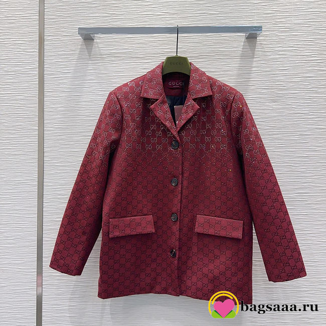 Bagsaaa Gucci GG Crystal canvas blazer in burgundy - 1