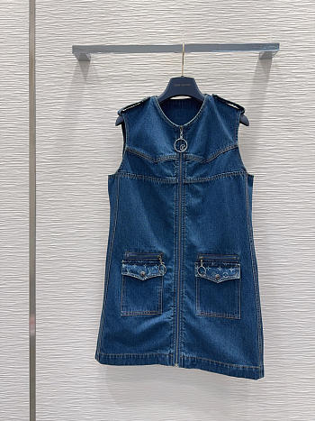 Bagsaaa Louis Vuitton Raw Denim Zip-Up Dress