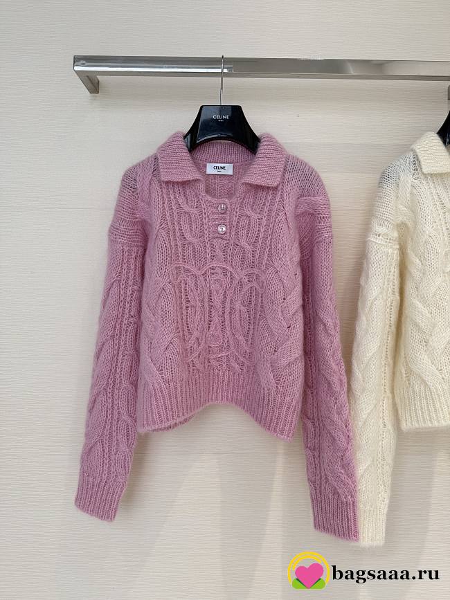 Bagsaaa Celine Sweater in Aran Mohair and Wool in baby pink - 1